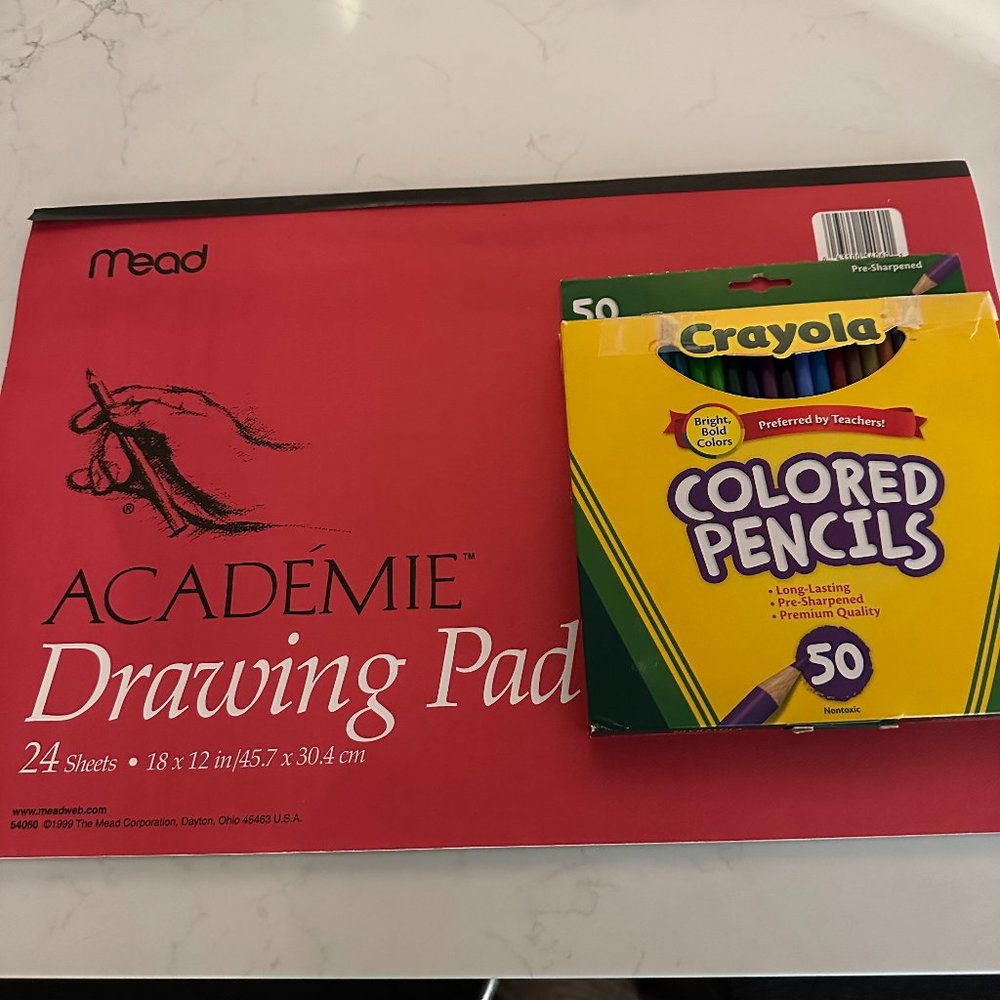 Large Drawing Pad and 50 Colored Pencils